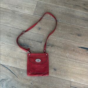 Fossil Red Leather Crossbody Bag